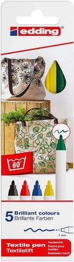 Rotuladores para textil Edding 4600 – set de 5 colores básicos