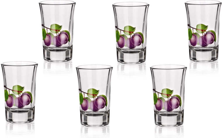 Vaso de chupito con motivo de ciruela 40 ml, set de 6 uds.