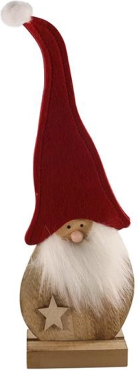 Figura de fieltro de Santa Claus de 29 cm sobre base de madera – roja