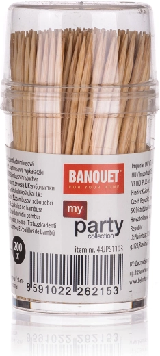 Palillos de bambú de doble punta en dispensador redondo 200 uds