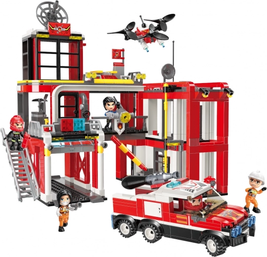 Qman MineCity central de bomberos – set de construcción para niños