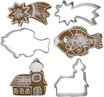 Juego de cortadores de acero inoxidable para galletas – cometa, carpa e iglesia, 10 uds