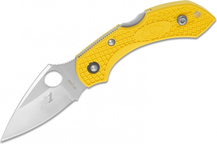 Navaja de bolsillo Spyderco Dragonfly 2 Salt Lightweight, hoja lisa, 5,7 cm, FRN amarillo