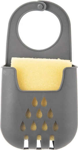Soporte colgante de silicona para esponja con drenaje, gris