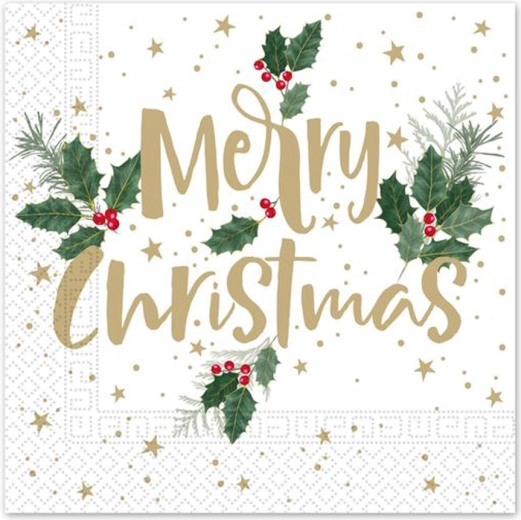 Servilletas de papel navideñas 33 × 33 cm, 3 capas, Merry Christmas, 20 uds.