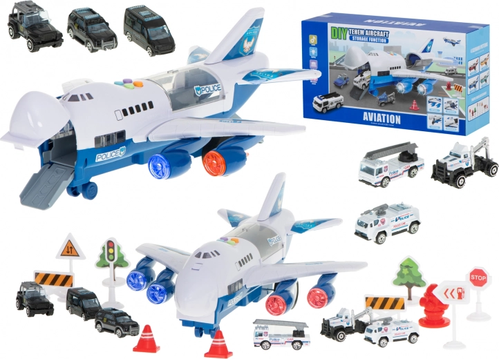 Avión de policía con 6 coches