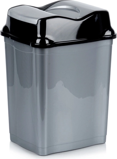 Papelera de plástico de 28 l con tapa basculante, gris