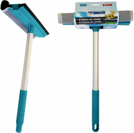 Limpiacristales para ventanas con esponja y goma de 25 cm con mango de 38 cm