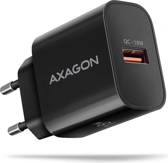 Cargador de red Axagon 18 W con carga rápida QC 3.0, 1× USB-A, negro
