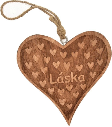 Decoración colgante corazón de madera de mango «Amor»