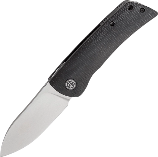 Navaja de bolsillo Petrified Fish Flavorist Spear Point 8 cm, satinado, Micarta negra
