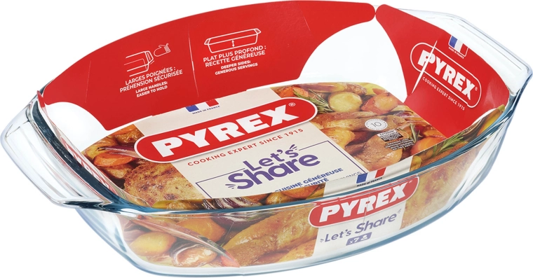 Fuente ovalada para horno PYREX 38 × 27 cm de vidrio de borosilicato