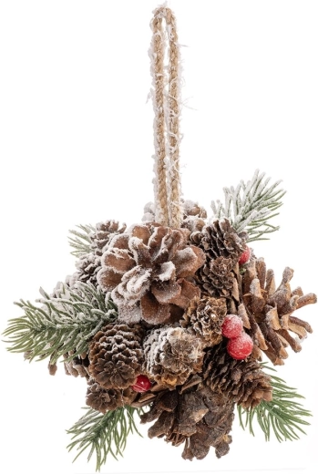 Bola colgante de plástico con forma de piña roja 12 cm