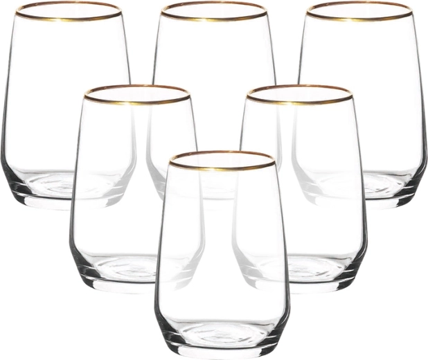 RUBIN GOLD set de vasos con borde dorado 450 ml, 6 uds.