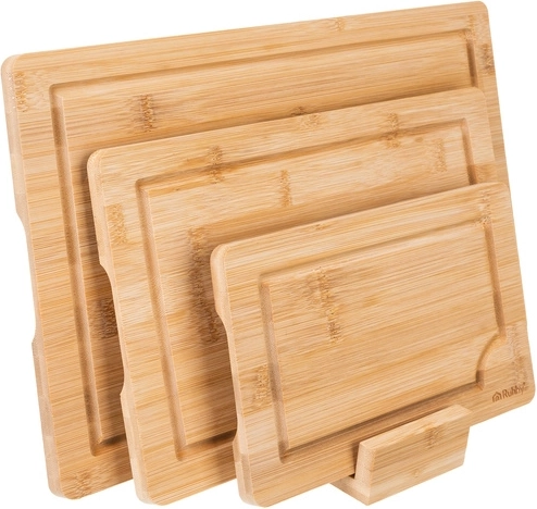 Tablas de cortar de bambú RUHHY 3 en 1 con soporte