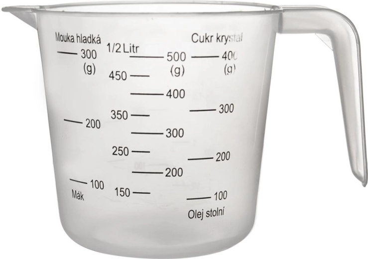 Jarra medidora de cocina de 500 ml con asa y boquilla