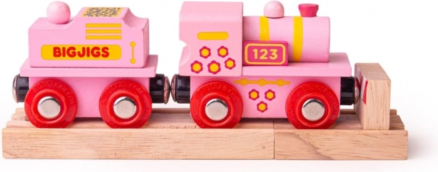 Locomotora rosa con ténder BIGJIGS Rail