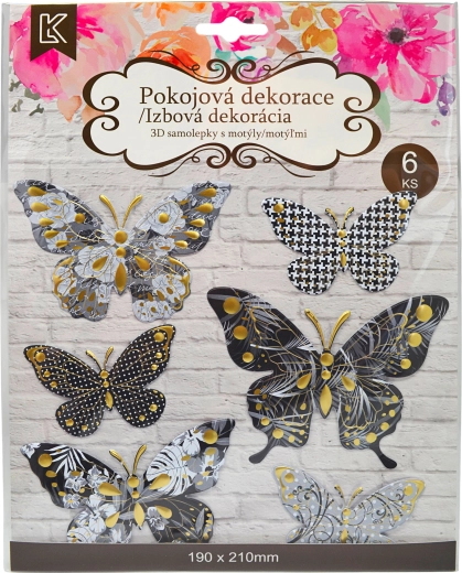 Pegatinas de pared con efecto 3D de mariposas, 6 uds.