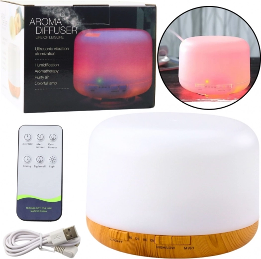 Difusor de aroma ultrasónico y humidificador 300 ml con LED y control remoto