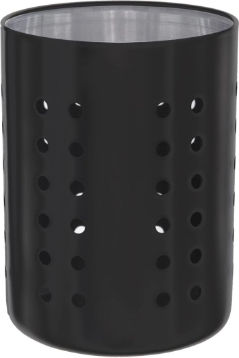 Soporte negro de acero inoxidable para cubiertos