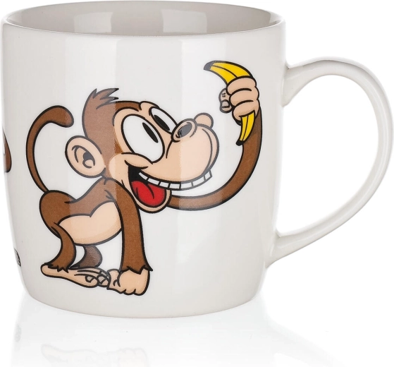 Taza de cerámica de 320 ml con motivo de monos – mix de diseños