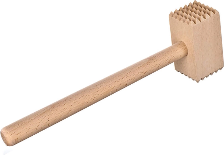 Mazo ablandador de carne de doble cara BRILLANTE de madera de haya 28 cm