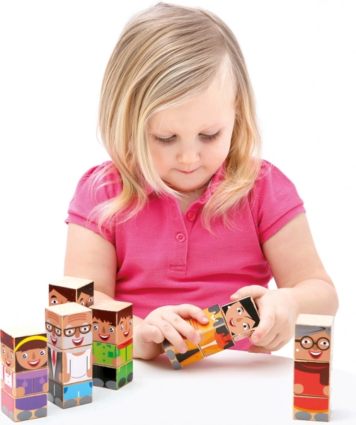 Cubos de madera apilables Familia – Bino