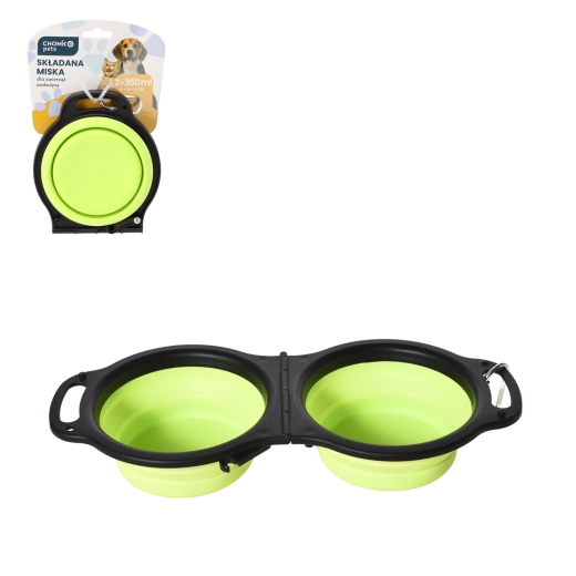 Cuenco de viaje plegable doble para perros y gatos 2 × 350 ml