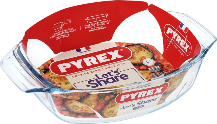 Fuente ovalada para horno de vidrio borosilicato PYREX 30 × 21 cm