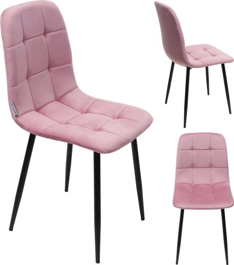 Silla tapizada de velour para comedor y sala de estar, rosa