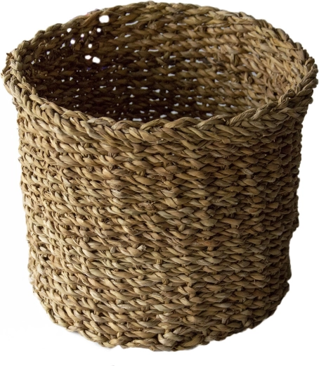 Cesta redonda grande de hierba marina 25 × 20 cm