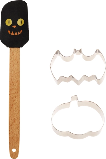 Set de repostería de Halloween, 3 piezas (espátula de silicona + 2 cortadores)