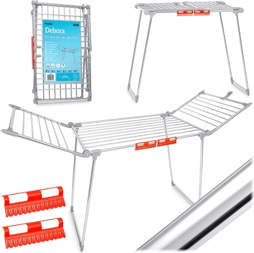 Tendedero plegable de pie de acero inoxidable Massido Debora 19 m