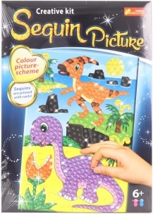 Cuadro con lentejuelas brillantes Dinosaurio