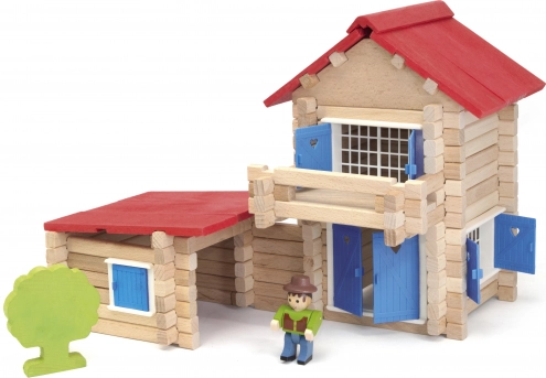 Jeujura construcción de madera casita 140 piezas