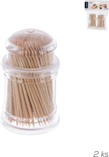 Palillo/pincho de bambú en dispensador de plástico 2×200 uds