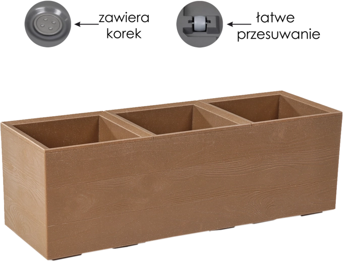 Macetero Lamela Karo Eco Wood con imitación de madera sobre ruedas 39 l
