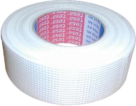 Cinta de reparación de fibra de vidrio autoadhesiva para cartón-yeso 48 mm × 45 m Tesa blanca
