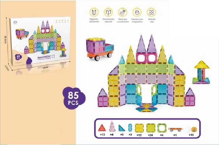 Construcción magnética 3D – set de 85 piezas