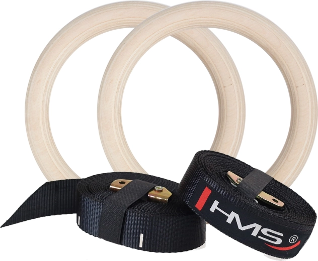 Anillas gimnásticas de madera HMS TX07 con correas