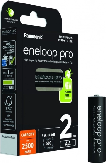 Batería recargable Eneloop Pro AA 2500 mAh 2 piezas