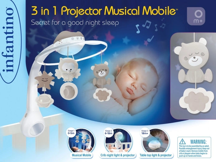 Carrusel musical 3 en 1 INFANTINO – Beige