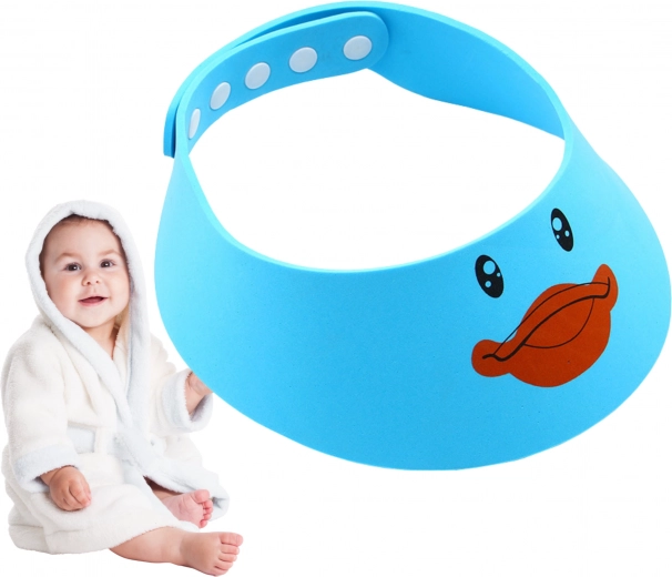 Visera de baño infantil antisalpicaduras – azul claro con patito