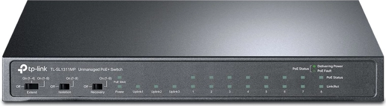 Switch PoE no gestionado 8× Fast Ethernet, 3× Gigabit, 1× SFP