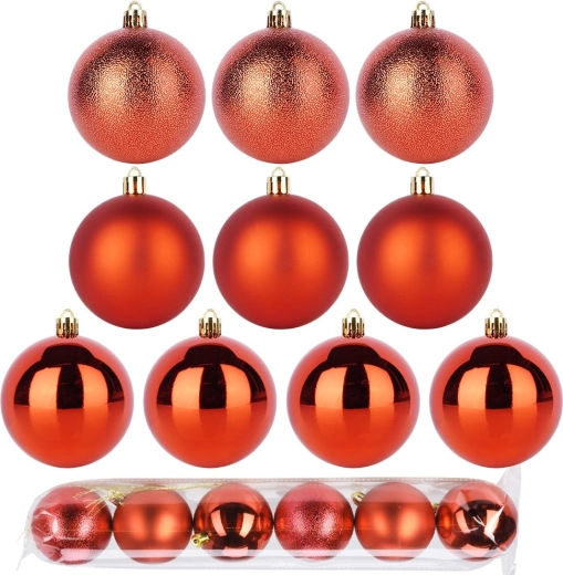 Bolas navideñas rojas irrompibles de 7 cm, set de 6 uds