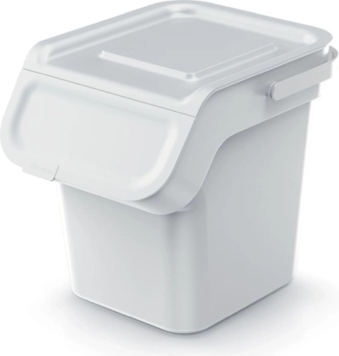 Cubo de basura con filtro de carbón activo de 20 l, apilable, gris ceniza