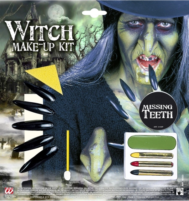 Set de bruja con maquillaje y accesorios