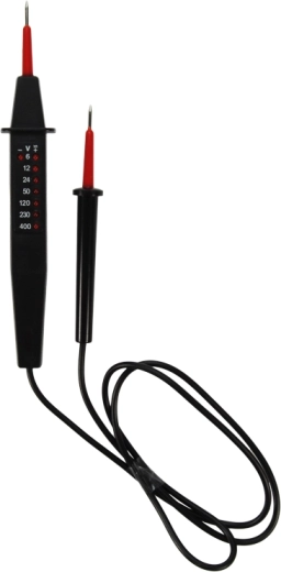 Comprobador de tensión Solight 6–400 V CA/CC con indicación LED