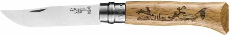 Opinel N°08 Inox Animalia 2019 navaja de bolsillo, madera de roble, motivo de liebres