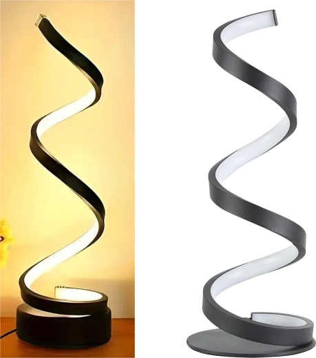 Lámpara de mesa LED en espiral – luz nocturna decorativa para el dormitorio
